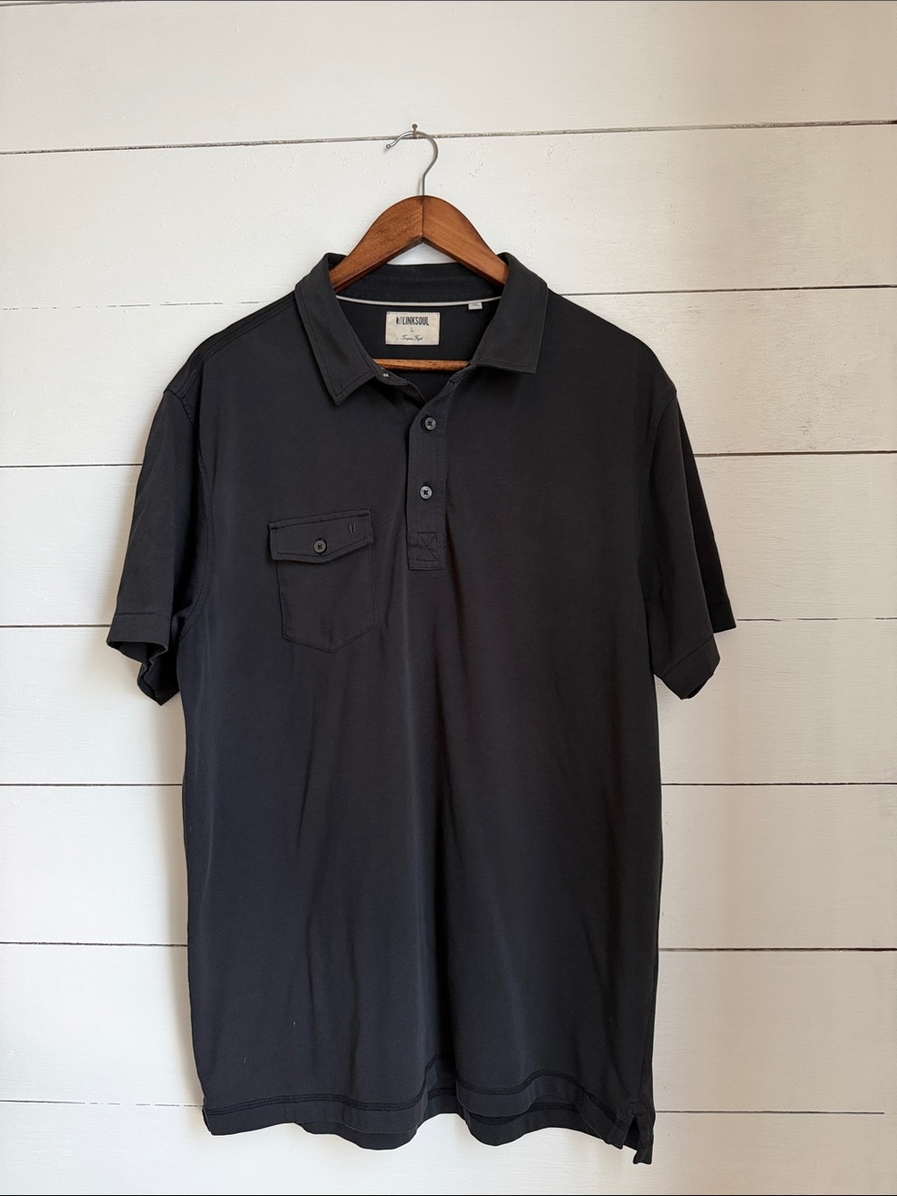 Linksoul Black Men’s Polo with Chest Pocket